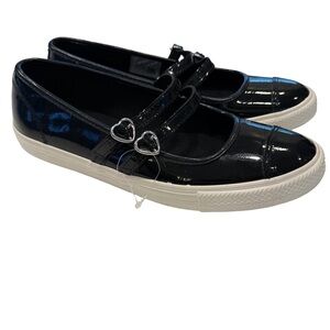 Converse Women’s All Star Dainty Mary Jane Black Patent Leather Shoes Sz 10  NEW